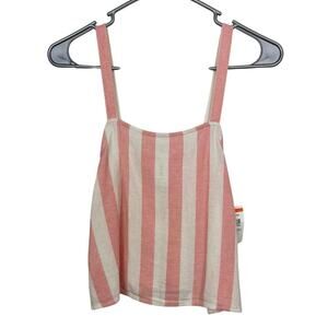 Pink & White Striped Sleeveless Crop Top By Abound XS